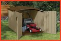 Storage building for a lawn mower